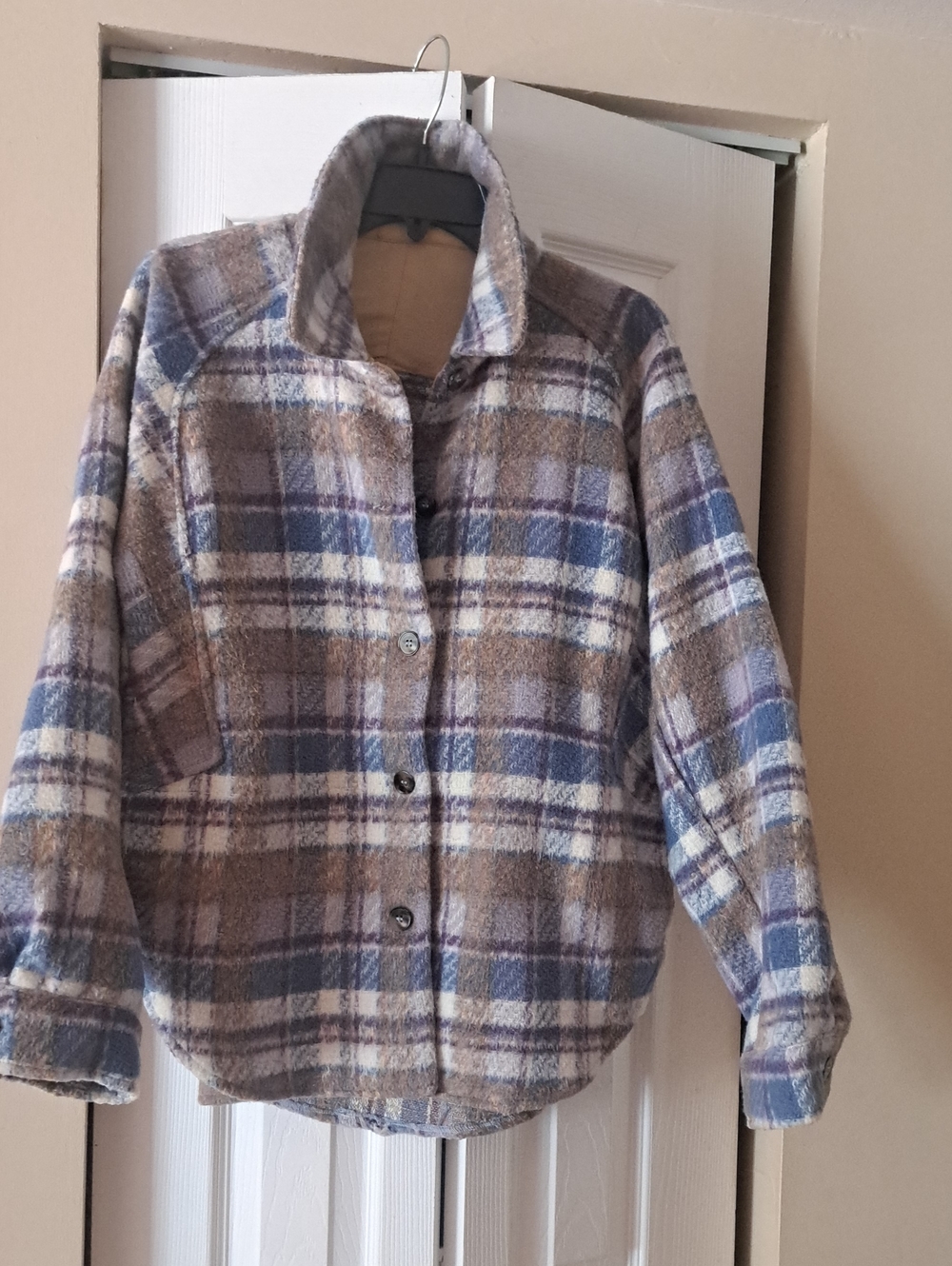 Womens  Vintage Inspired Relaxed Fit Poly/Wool Shacket SzL